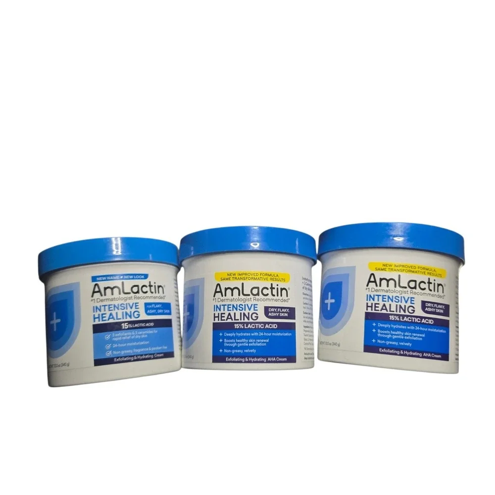AmLactin Intensive Healing 15% Lactic Acid Cream Flaky Dry Skin 12oz 3 Pack New